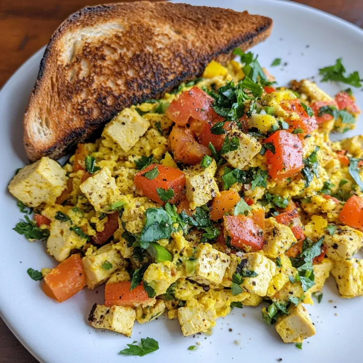 Curried tofu scramble with tomatoes