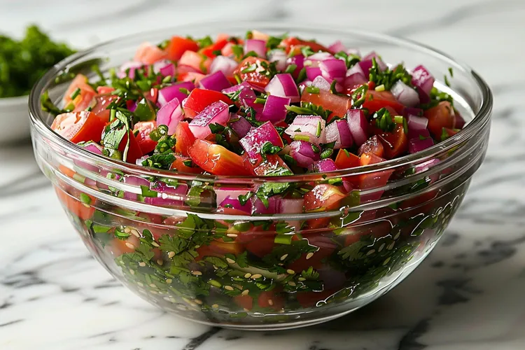 Tomato, capsicum and chilli salad