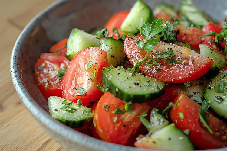 Tomato salad with lemon and herbs
