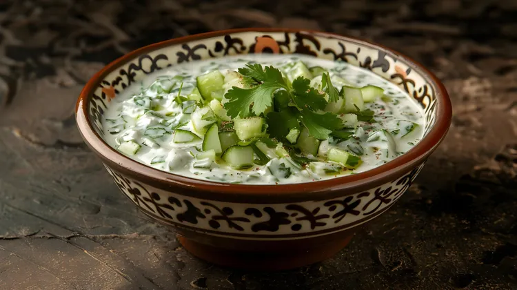 Indian cucumber raita with coriander