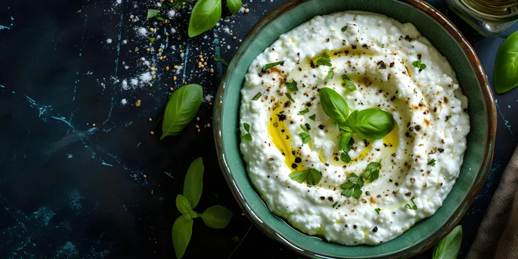 Vegan tofu ricotta with basil, lemon and garlic