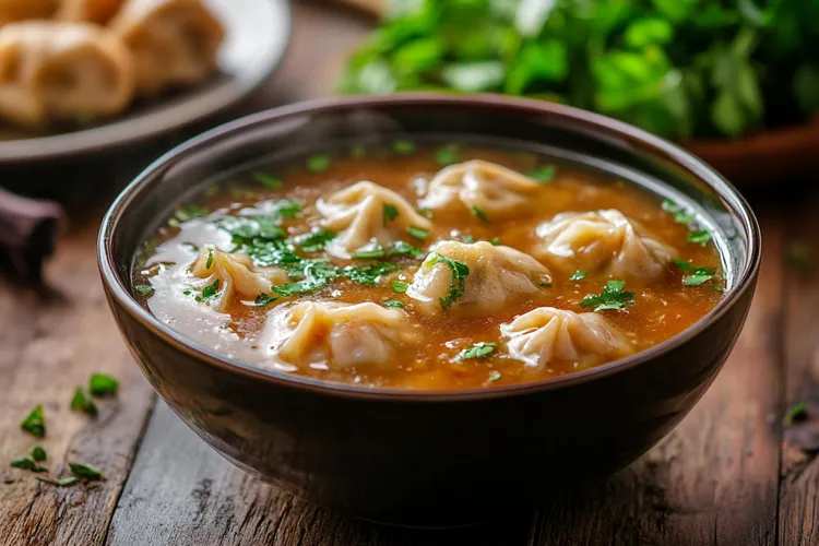 Vegan vegetable and dumpling soup