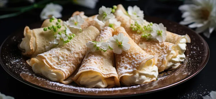 Walnut crepes with honeyed ricotta