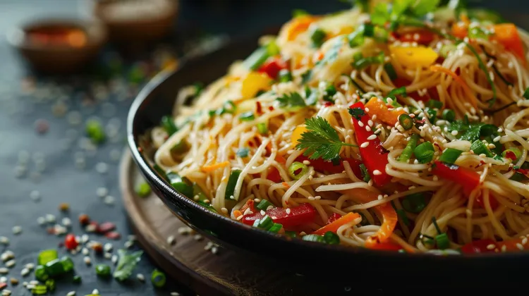 Warm noodle & vegetable salad
