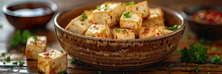 Garlic tofu with sesame butter