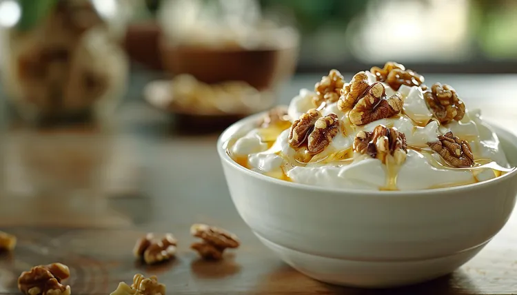 Greek yogurt with walnuts and honey