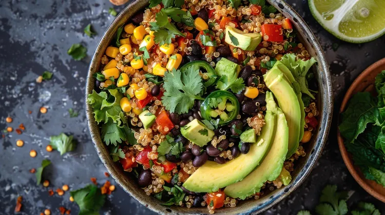 Quick and easy mexican quinoa bowl