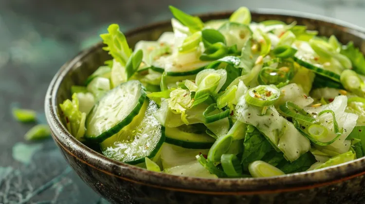 Green salad with lemon-mustard dressing
