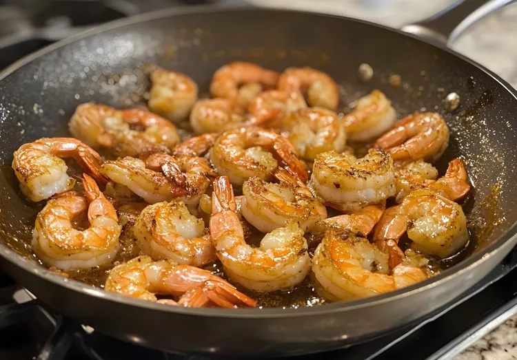 Shrimp and onion breakfast skillet