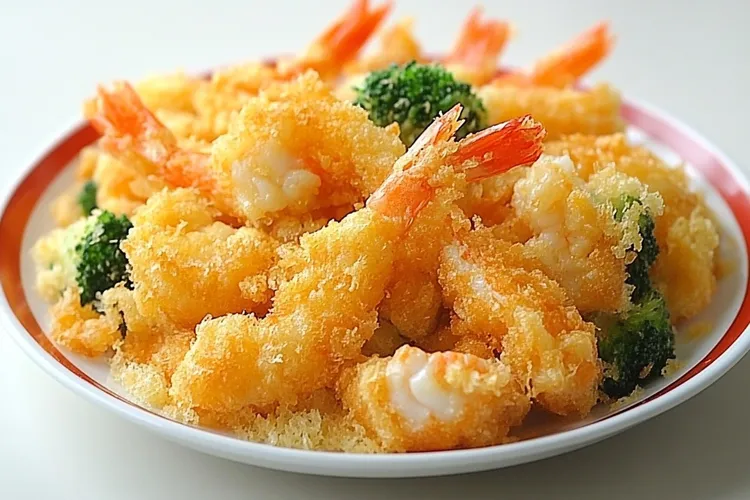 Broccoli and shrimp tempura