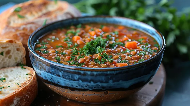 Brown lentil and vegetable soup
