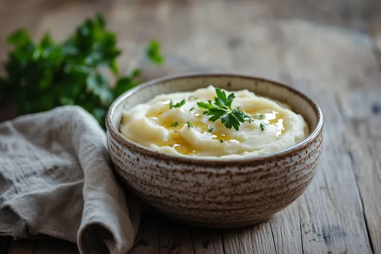 Cauliflower puree with chicken gravy