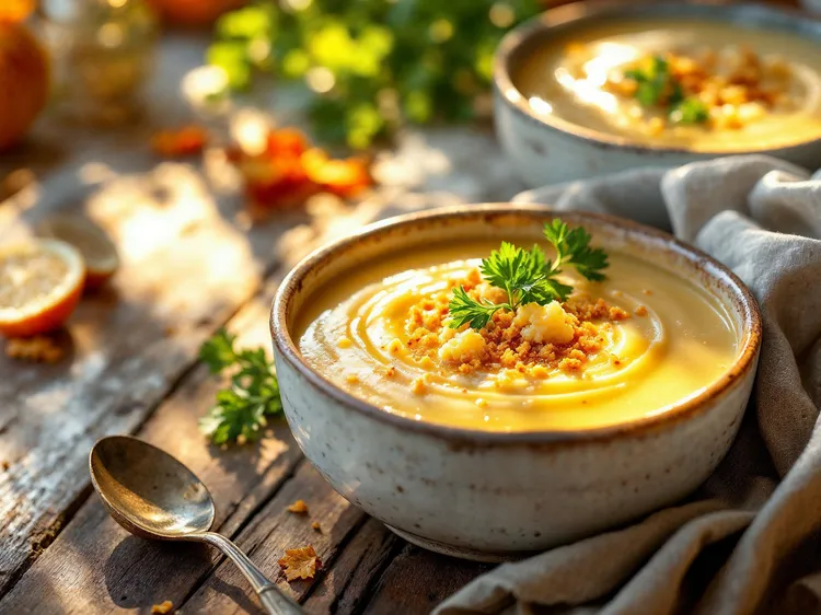 Cauliflower soup with parmesan crumbs