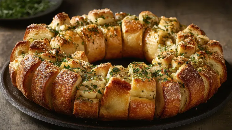 Cheesy garlic bread wreath