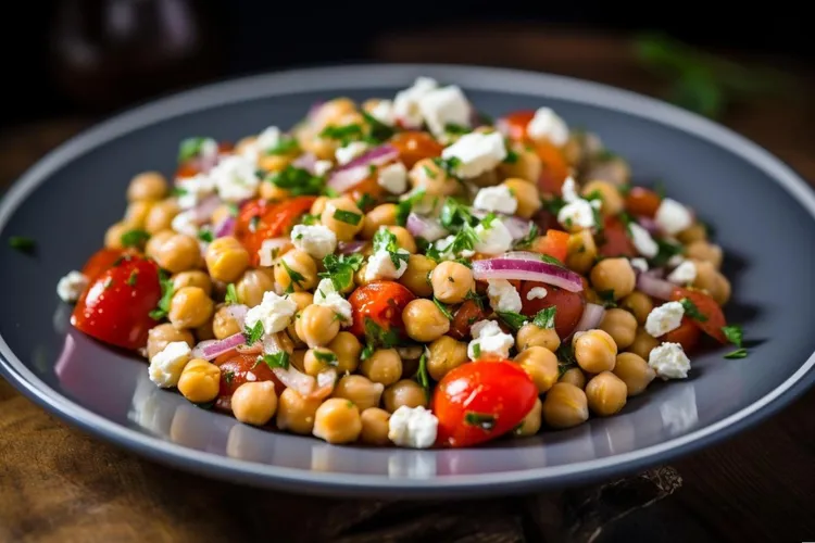 Chickpea, tomato and feta salad
