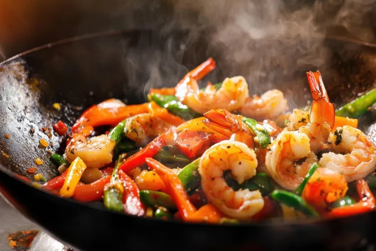 Keto shrimp and peppers