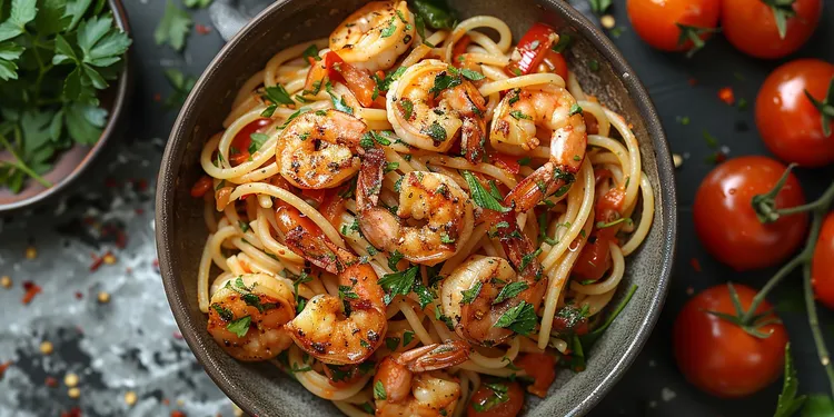 Chilli shrimp spaghetti