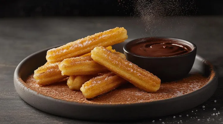 Chocolate and condensed milk churros