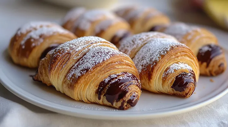 Chocolate and hazelnut croissants