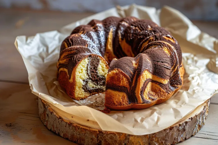 Chocolate and vanilla marble cake
