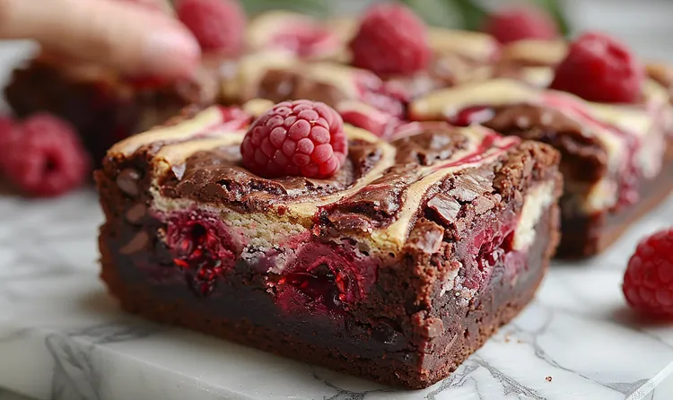Chocolate chunk and raspberry brownies