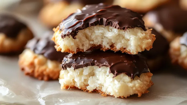 Chocolate-drizzle coconut macaroons