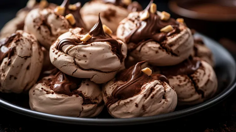 Chocolate hazelnut meringue kisses