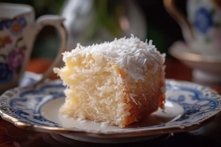 Coconut lime syrup cake