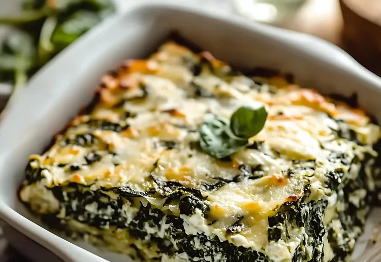 Cauliflower noodle spinach lasagna