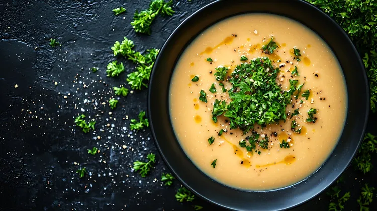 Creamy cauliflower, paprika and cheddar soup
