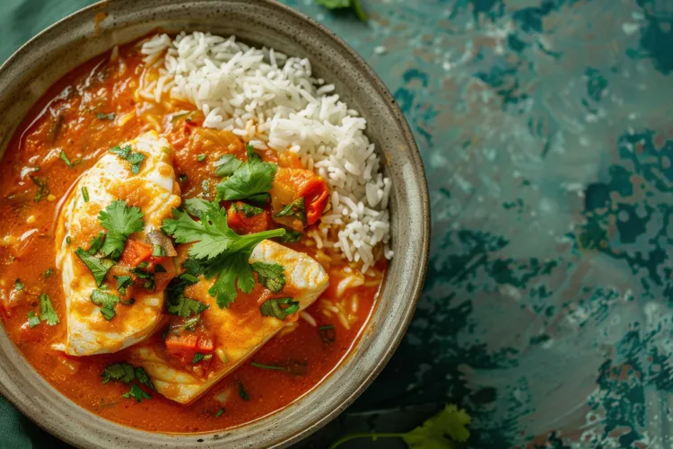 Fish with spinach and tomatoes