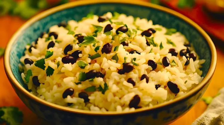 Gallo pinto with  coriander