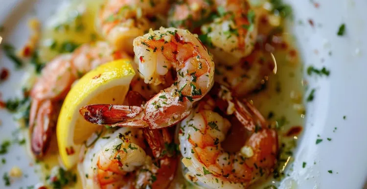 Garlic coconut shrimp with lemon