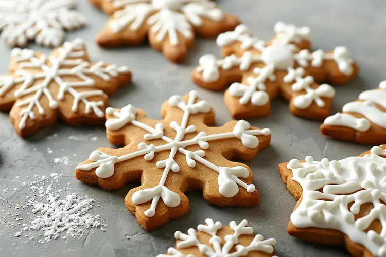Gingerbread snowflakes and stars