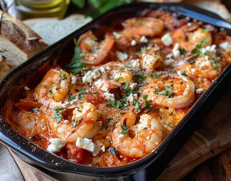 Greek-spiced baked shrimp with feta