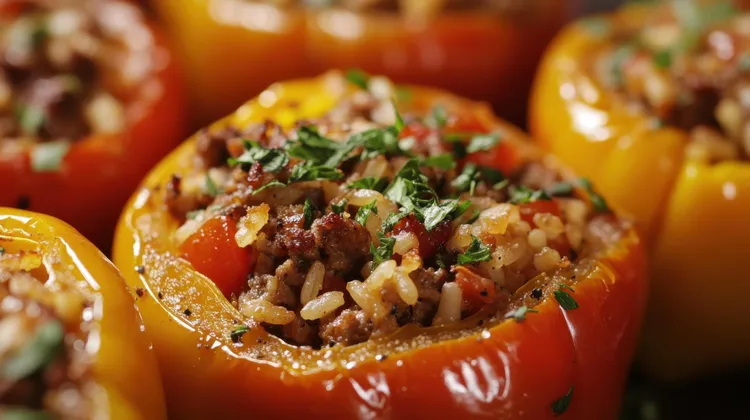 Greek-style stuffed capsicums