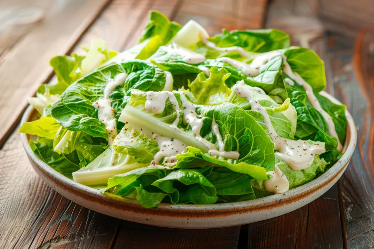 Lettuce salad with homemade ranch dressing