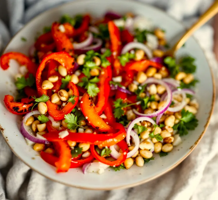 Grilled capsicum and hazelnut salad