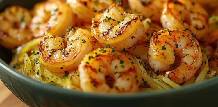 Grilled oregano shrimp with onion