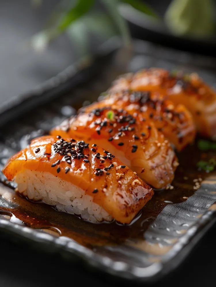 Grilled salmon nigiri