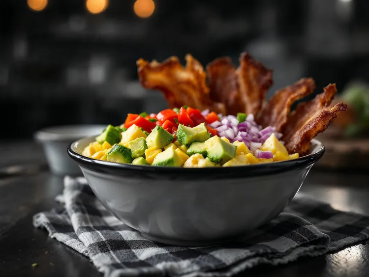 Hard boiled egg and avocado bowl