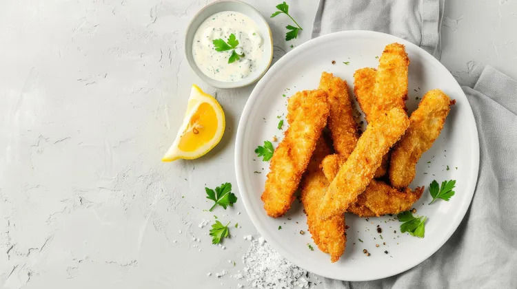 Home-baked fish fingers