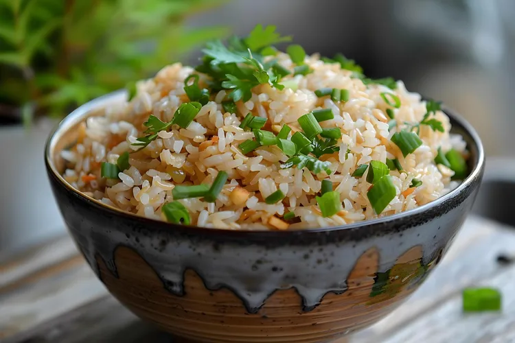 Jasmine rice with peanuts and scallions