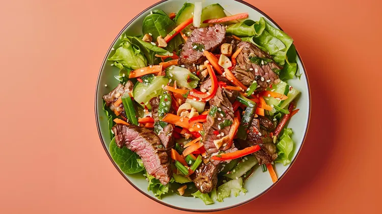 Korean beef and pickled vegetables salad