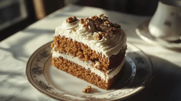Layered carrot cake with honeyed walnuts