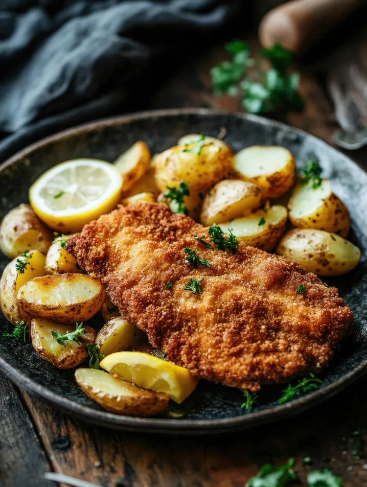 Lemon and herb fish with wedges