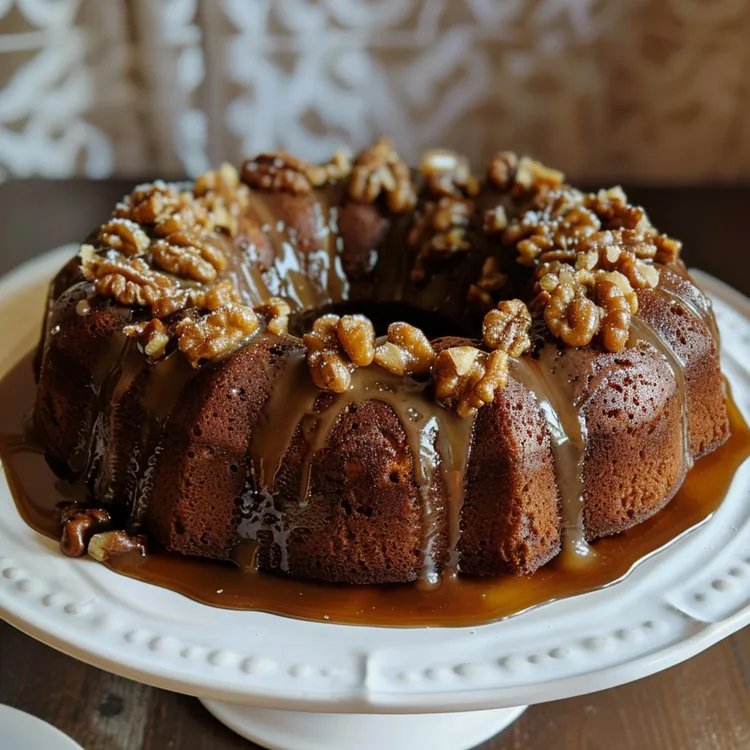 Lemon yoghurt cake with walnut-honey drizzle