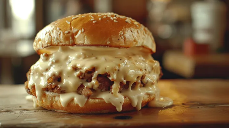 Maple dijon beef burgers with cheddar cheese
