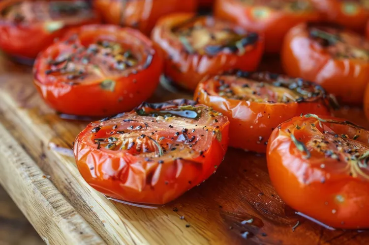 Oven-roasted tomatoes with wild herb salt
