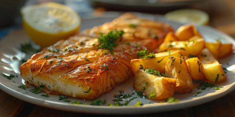 Parsley fish with wedges